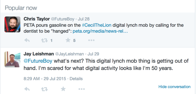 Picture from What Happens When Outrage Spawns “Digital Lynch Mob”